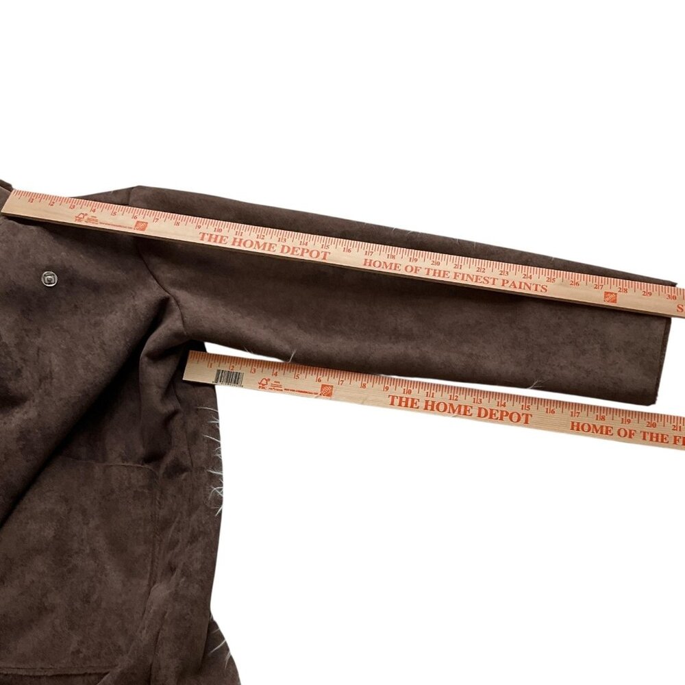 Lauren Ralph Lauren Coat Womens Large Brown Faux Shearling Fleece Drape Collar - Picture 14 of 14